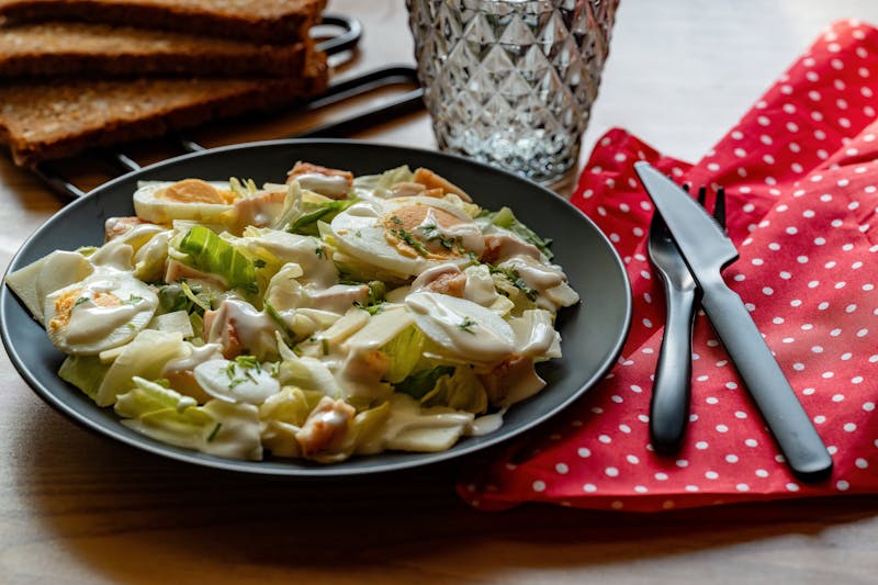 Caesar salad with croutons and parmesan cheese