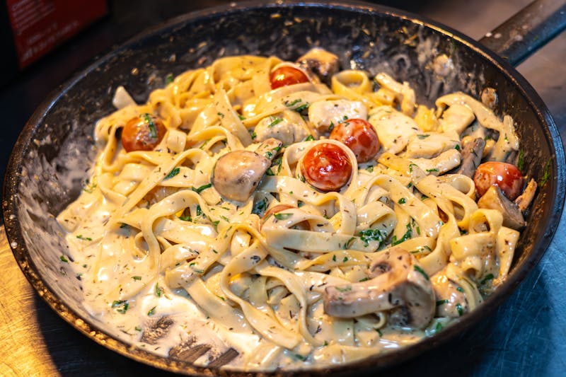 Fettuccine Alfredo creamy pasta with chicken