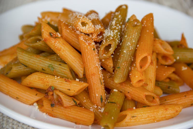 Penne arrabbiata spicy tomato pasta dish
